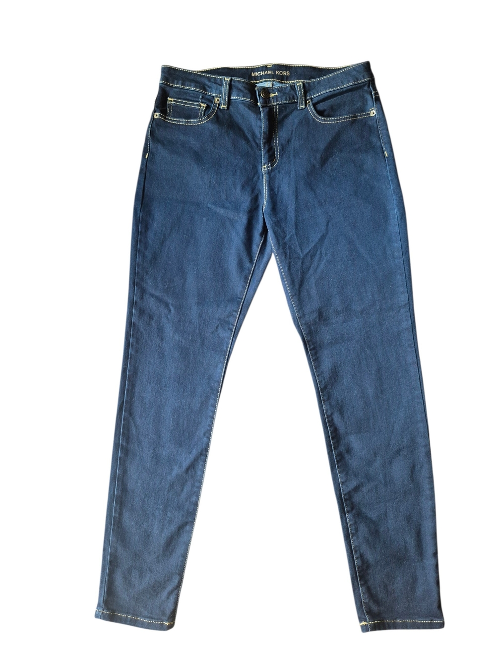 Michael Kors Izzy Skinny Jeans Dark Wash Stretch with Contrast Stitching